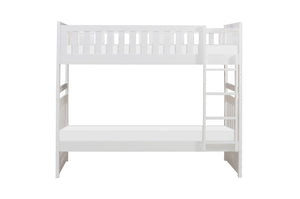 English Elm Bed Twin Over Step Bunk with Staircase Storage Youth White Engineered Wood B011S04158