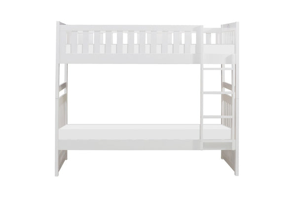 English Elm Bed Twin Over Step Bunk with Staircase Storage Youth White Engineered Wood B011S04158