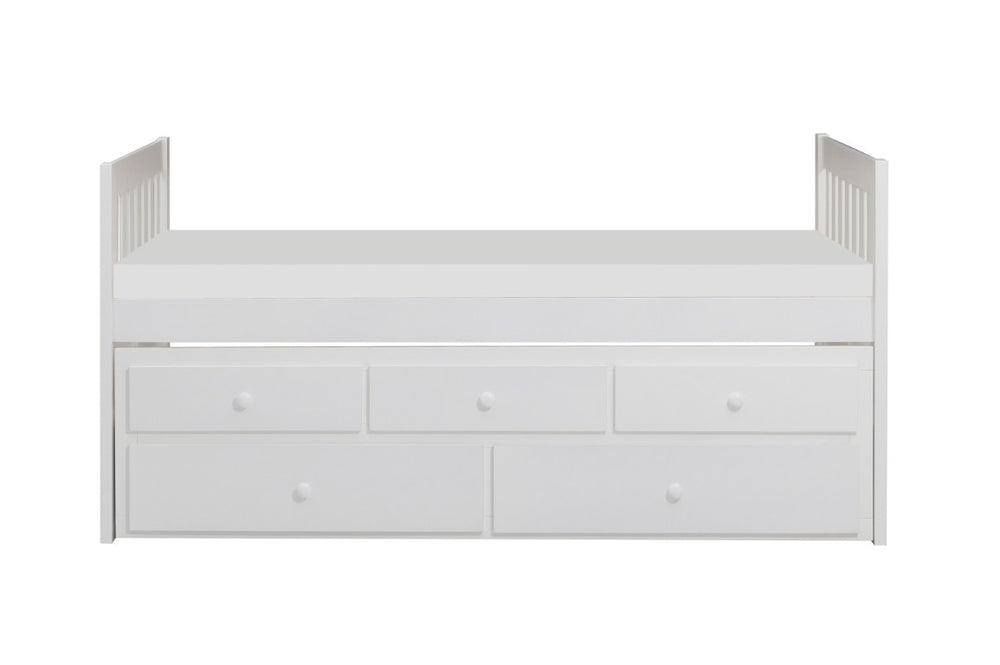 English Elm Bed Twin Trundle Youth Frame with Storage Drawers in White Engineered Wood Twin/Twin Trundle B011S04169