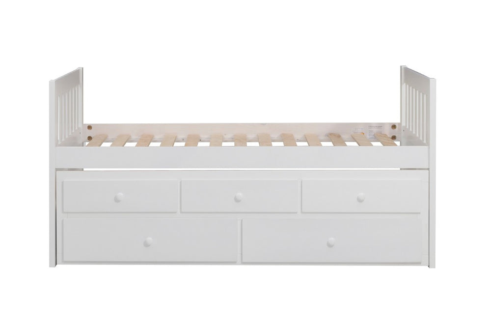 English Elm Bed Twin Trundle Youth Frame with Storage Drawers in White Engineered Wood Twin/Twin Trundle B011S04169