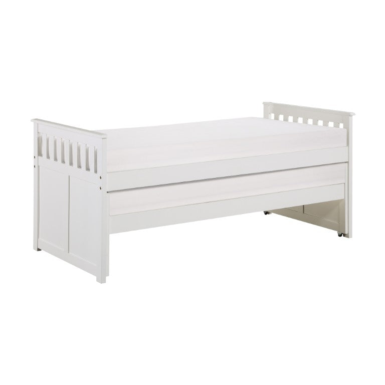 English Elm Bed Twin Over Bunk with Trundle Engineered Wood White Youth Shared Room B011S04177