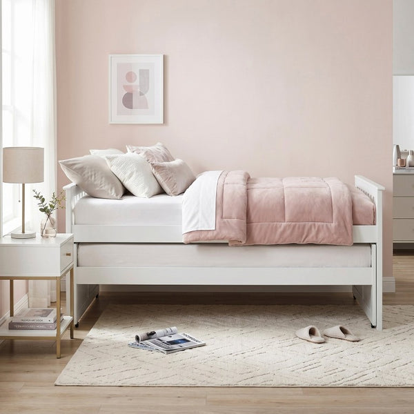 English Elm Bed Twin Over Bunk with Trundle Engineered Wood White Youth Shared Room B011S04177