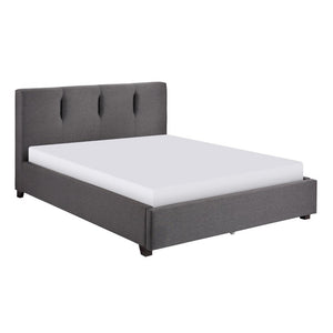 English Elm Bed California King Low Profile Platform Upholstered Graphite Linen Textured Frame B011S04188
