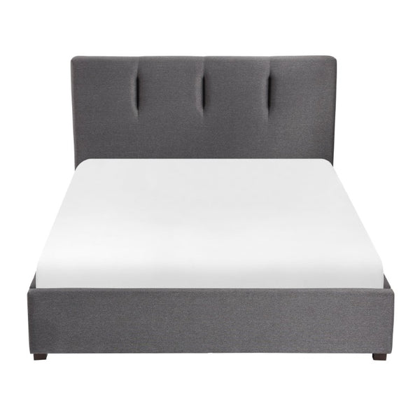 English Elm Bed California King Low Profile Platform Upholstered Graphite Linen Textured Frame B011S04188