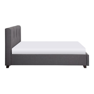 English Elm Bed California King Low Profile Platform Upholstered Graphite Linen Textured Frame B011S04188