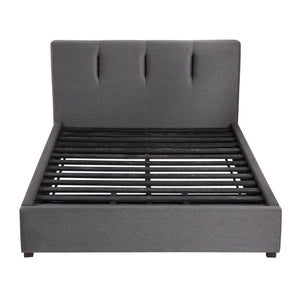 English Elm Bed California King Low Profile Platform Upholstered Graphite Linen Textured Frame B011S04188