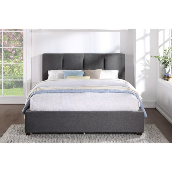 English Elm Bed California King Low Profile Platform Upholstered Graphite Linen Textured Frame B011S04188