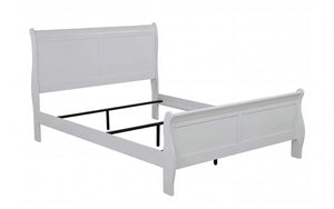 English Elm 3Pc Louis Philippe Queen Sleigh Bed Set with Chrome Hardware and Nightstands Greige B011S04197