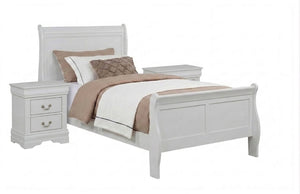 English Elm 3Pc Transitional Bedroom Set with Panel Bed Underbed Storage Nightstand and Tall Chest Greige Twin B011S04200