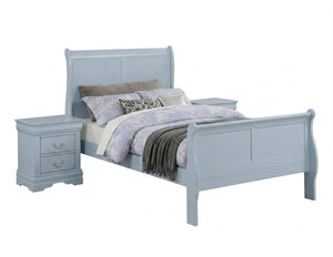 English Elm 3Pc Transitional Bedroom Set with Panel Bed Underbed Storage Nightstand and Tall Chest Blue Twin B011S04208