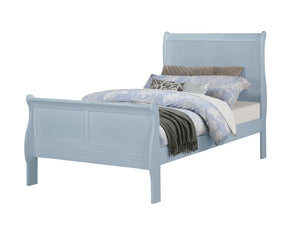 English Elm 3Pc Transitional Bedroom Set with Panel Bed Underbed Storage Nightstand and Tall Chest Blue Twin B011S04208