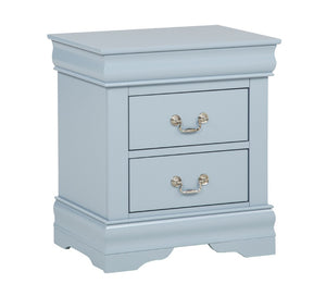 English Elm 3Pc Transitional Bedroom Set with Panel Bed Underbed Storage Nightstand and Tall Chest Blue Twin B011S04208