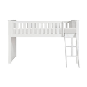 English Elm Low Loft Twin Bunk Bed in White Engineered Wood with Safety Rail for Youth Rooms B011S04213