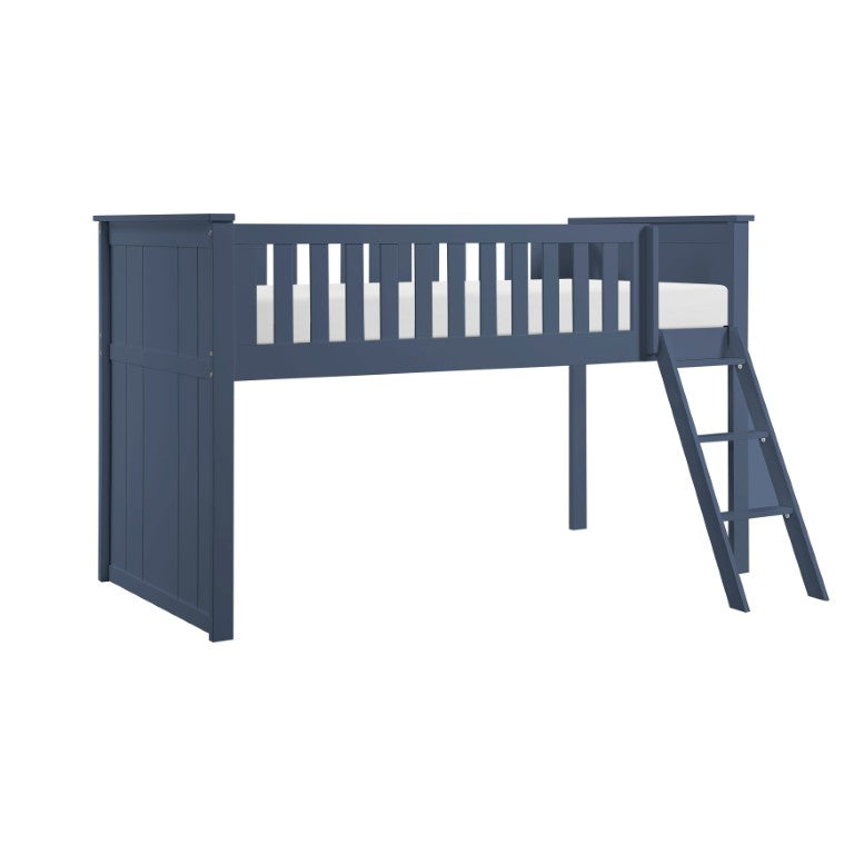 English Elm Bed Twin Over Step Bunk with Four Storage Drawers Engineered Wood Youth Frame Low Loft Bunk Blue B011S04219