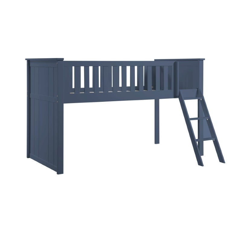 English Elm Bed Twin Over Step Bunk with Four Storage Drawers Engineered Wood Youth Frame Low Loft Bunk Blue B011S04219