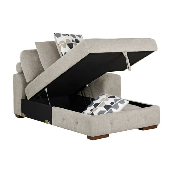 English Elm Left Chaise Sectional with Pull Out Bed Hidden Storage and Tufted Chenille Upholstery B011S04223