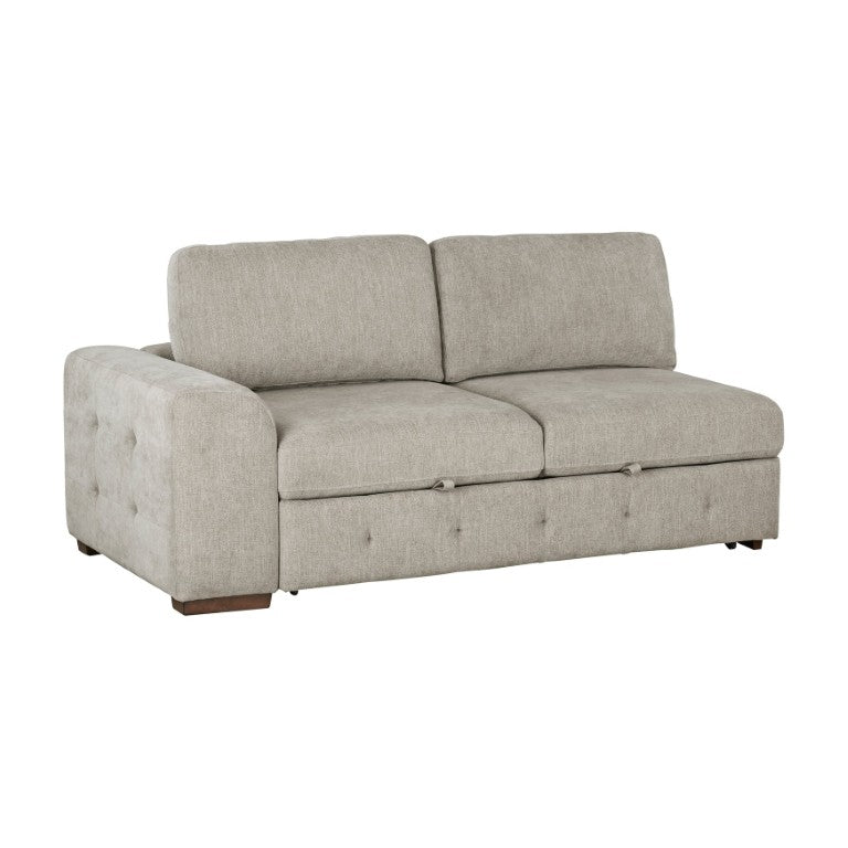 English Elm Left Chaise Chenille Sectional Sofa with Pull Out Sleeper Hidden Storage and Tufted Detail B011S04227