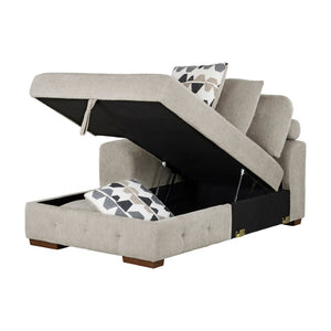 English Elm Left Sectional Five Piece Chenille Sofa with Storage Ottoman and Pull Out Guest Bed Espresso B011S04230