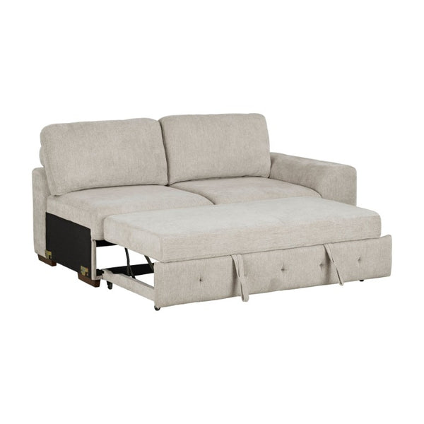 English Elm Left Sectional Five Piece Chenille Sofa with Storage Ottoman and Pull Out Guest Bed Espresso B011S04230