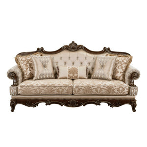 English Elm Sofa Set Traditional Chenille Upholstered Living Room with Marble Topped Accent Tables B011S04231