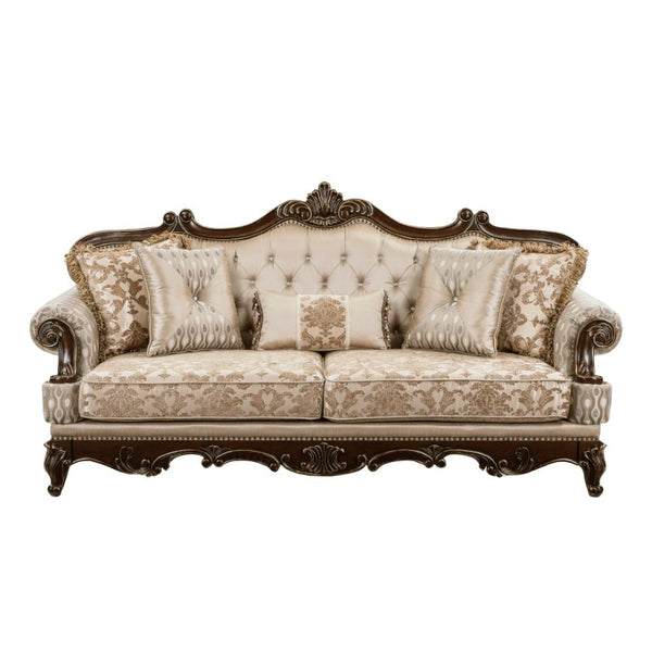English Elm Sofa Set Traditional Chenille Upholstered Living Room with Marble Topped Accent Tables B011S04231