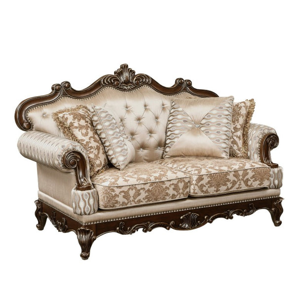 English Elm Sofa Set Traditional Chenille Upholstered Living Room with Marble Topped Accent Tables B011S04231