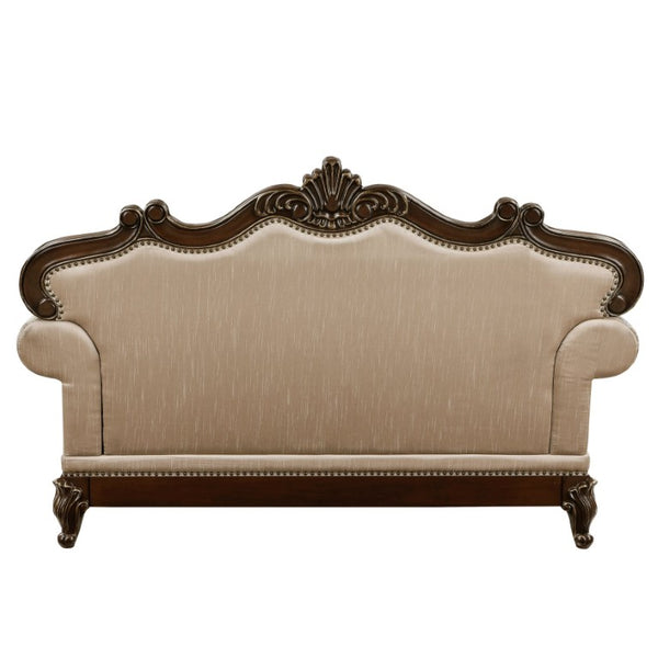 English Elm Sofa Set Traditional Chenille Upholstered Living Room with Marble Topped Accent Tables B011S04231