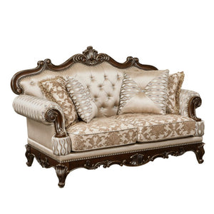 English Elm Chair Sofa Loveseat Set with Marble Top End Tables Cherry Finish Chenille Seating B011S04232