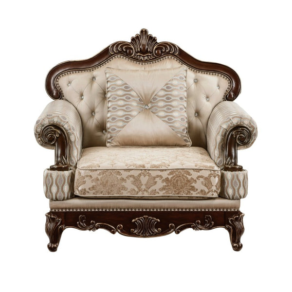 English Elm Chair Sofa Loveseat Set with Marble Top End Tables Cherry Finish Chenille Seating B011S04232