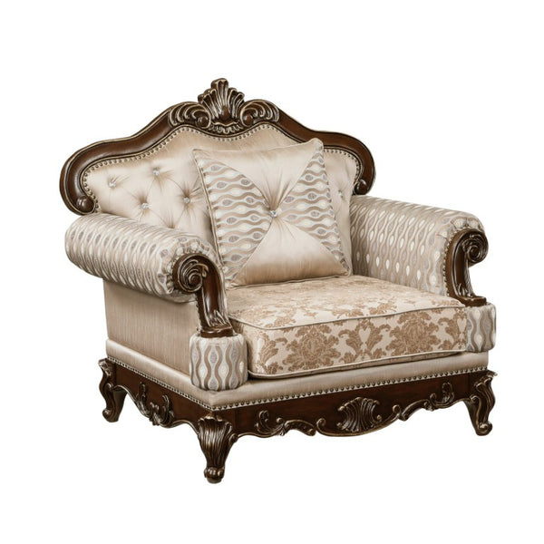 English Elm Chair Sofa Loveseat Set with Marble Top End Tables Cherry Finish Chenille Seating B011S04232