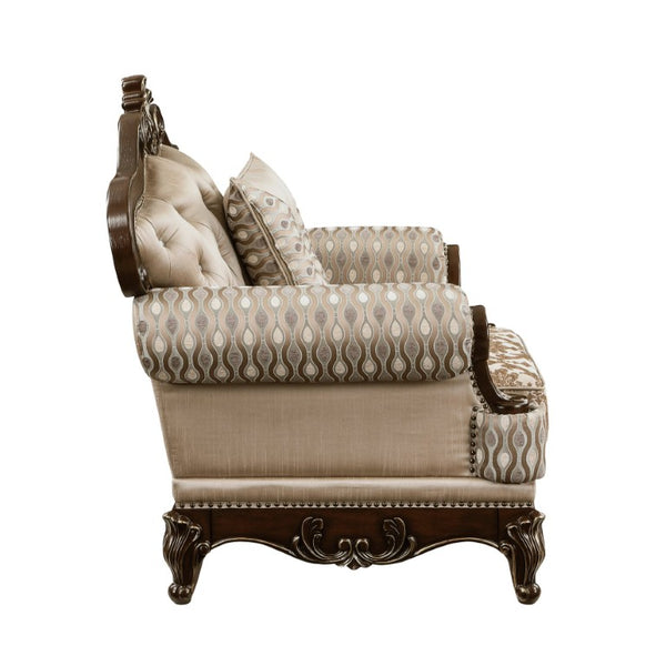English Elm Chair Sofa Loveseat Set with Marble Top End Tables Cherry Finish Chenille Seating B011S04232