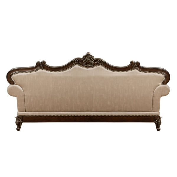 English Elm Chair Sofa Loveseat Set with Marble Top End Tables Cherry Finish Chenille Seating B011S04232