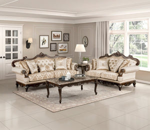 English Elm Chair Sofa Loveseat Set with Marble Top End Tables Cherry Finish Chenille Seating B011S04232