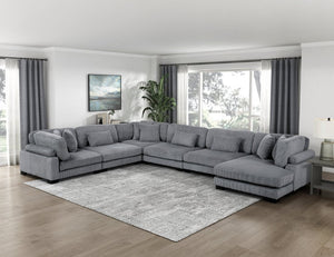 English Elm Chair Corner Modular Sectional Set Corduroy Upholstered with Pocket Coil Cushions B011S04243