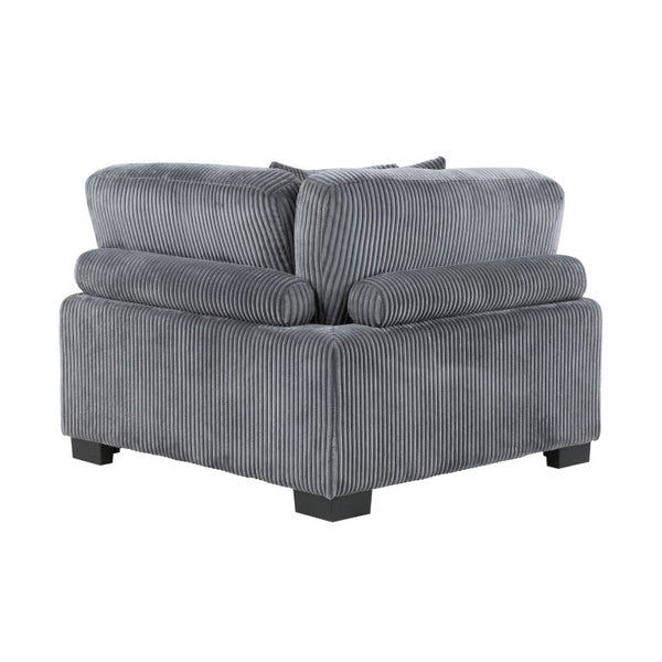 English Elm Chair Corner Modular Sectional in Gray Corduroy with Pocket Coil Support and Foam Cushions B011S04244
