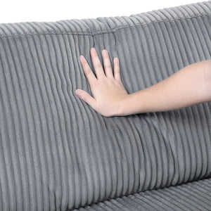 English Elm Chair Corner Modular Sectional in Gray Corduroy with Pocket Coil Support and Foam Cushions B011S04244