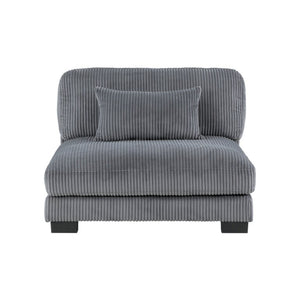 English Elm Chair Modular Sectional Piece Gray Corduroy Upholstered with Pocket Coil Foam Support B011S04246