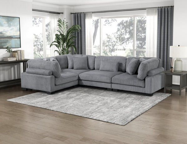 English Elm Chair Modular Sectional Set Corduroy Upholstery Pocket Coil Support Living Room B011S04256
