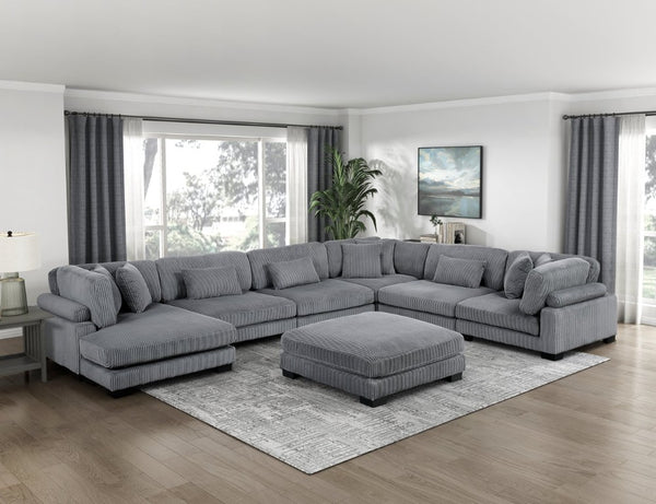 English Elm Chair Modular Sectional Set Corduroy Upholstery Pocket Coil Support Living Room B011S04256