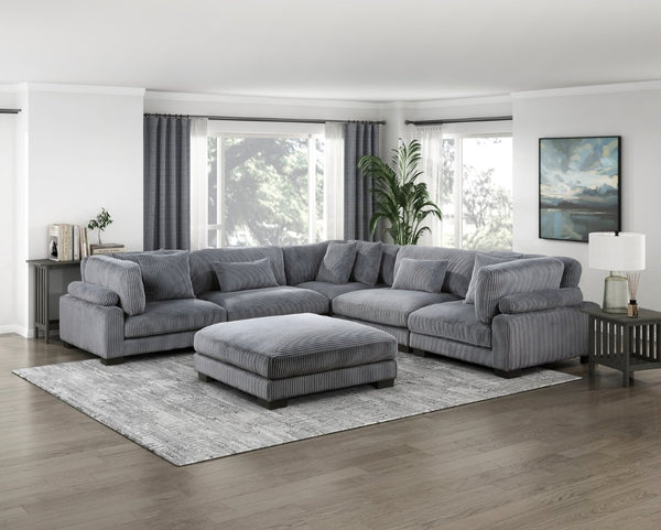 English Elm Chair Corner Modular Sectional Piece Corduroy Upholstered Pocket Coil Living Room Set B011S04257