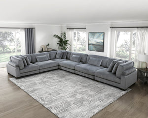 English Elm Chair Modular Sectional Set Gray Corduroy Upholstered Pocket Coil Living Room Seating B011S04260