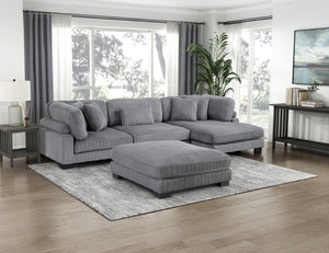 English Elm Chair Modular Sectional Set Gray Corduroy Upholstered Pocket Coil Living Room Seating B011S04260