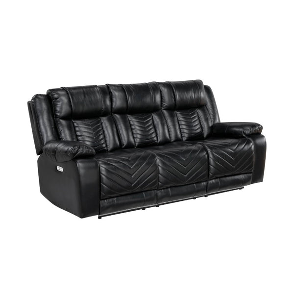 English Elm Sofa and Loveseat Power Reclining Set Faux Leather with LED Lighting USB Ports B011S04272