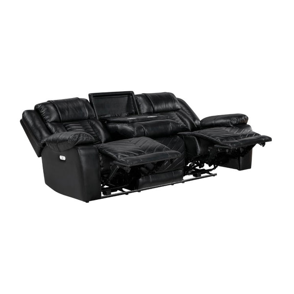 English Elm Sofa and Loveseat Power Reclining Set Faux Leather with LED Lighting USB Ports B011S04272