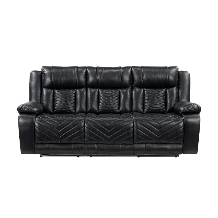 English Elm Sofa and Loveseat Power Reclining Set Faux Leather with LED Lighting USB Ports B011S04272
