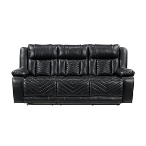 English Elm Sofa and Loveseat Power Reclining Set Faux Leather with LED Lighting USB Ports B011S04272