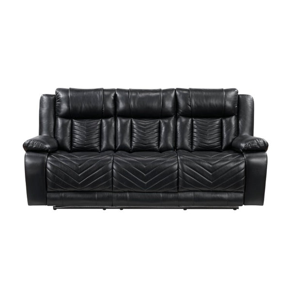 English Elm Sofa and Loveseat Power Reclining Set Faux Leather with LED Lighting USB Ports B011S04272