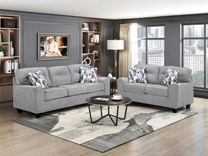 English Elm Sofa and Loveseat Reclining Set Microfiber Upholstered with Tailored Piping Modern Living Gray Set of 3 B011S04276
