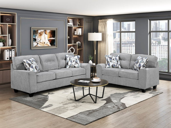 English Elm Sofa and Loveseat Reclining Set Microfiber Upholstered with Tailored Piping Modern Living Gray Set of 3 B011S04276