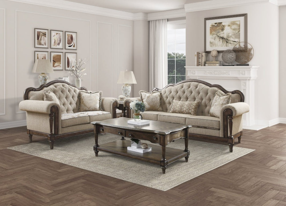 English Elm Sofa and Loveseat Set with Manual Recliners Microfiber Upholstered Modern Living Room Multi B011S04277